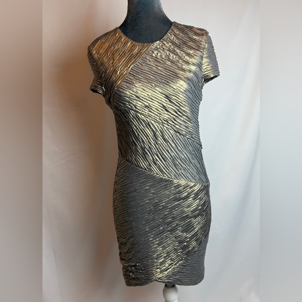 Torn by Ronny Kobo Silver Asymmetrical Cocktail Dress